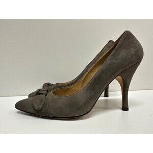 Faconnable  women size 5.5M taupe suede heel pumps  shoes with bow